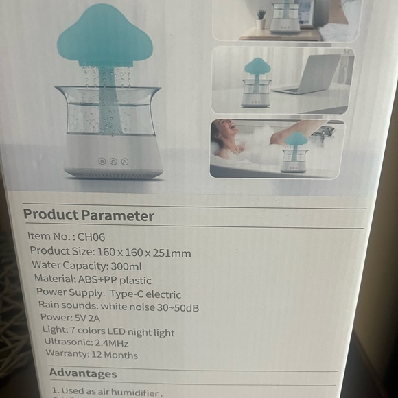 Aroma Diffuser Rain Cloud Humidifier - Picture 3 of 3
